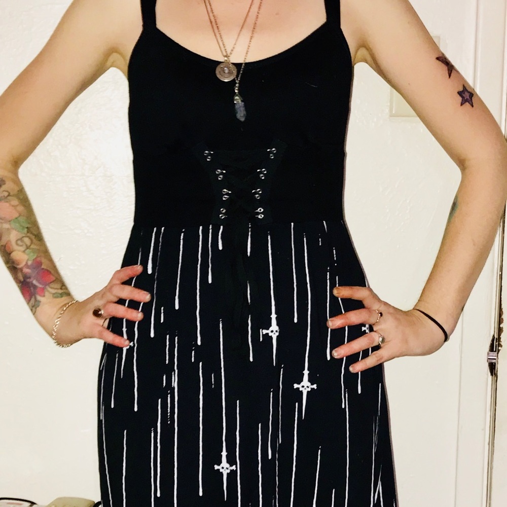 Lip Service Dress corset top & blk dress w/daggers